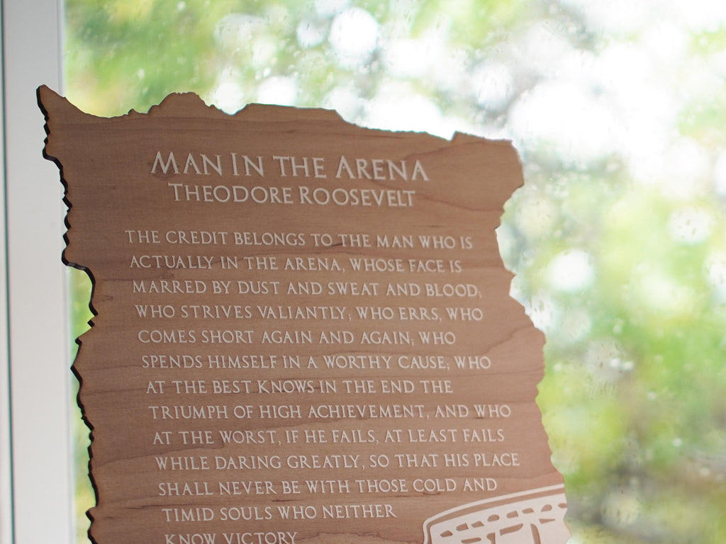 Man in the Arena by Theodore Roosevelt Engraving | Poem with a stand