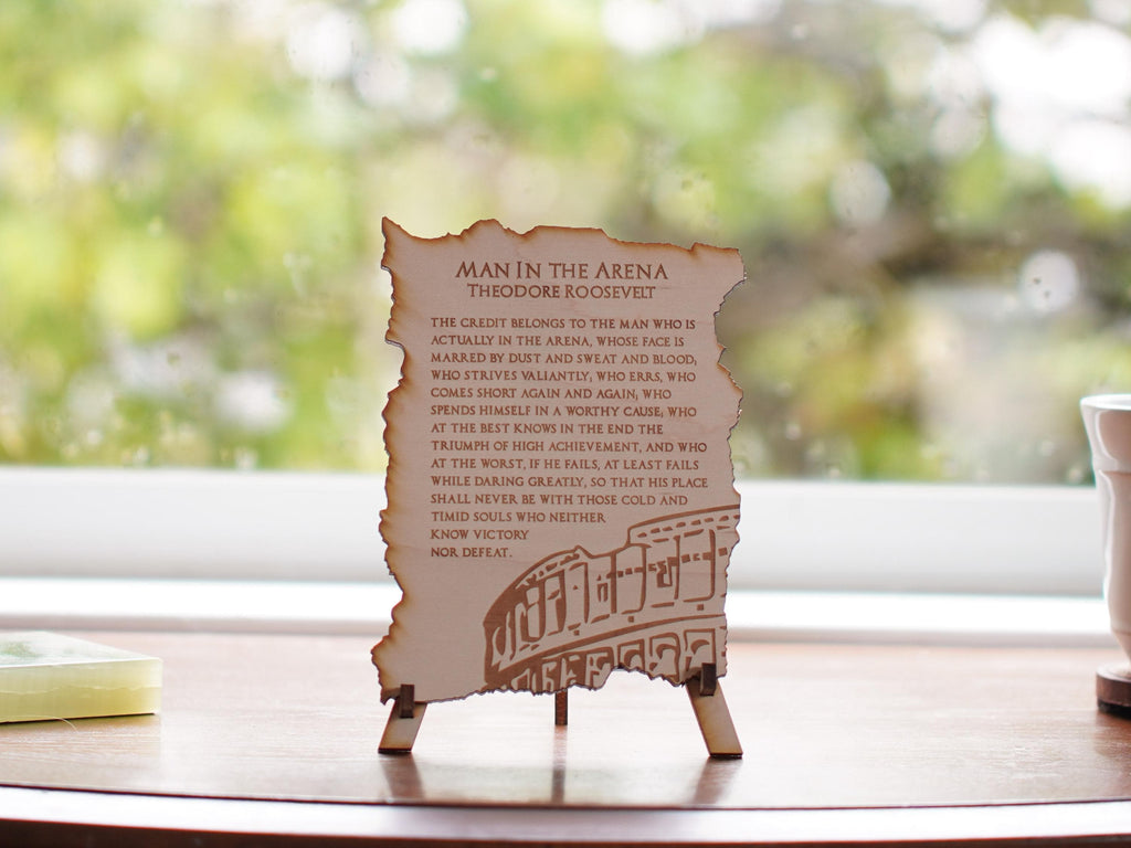 Man in the Arena by Theodore Roosevelt Engraving | Poem with a stand