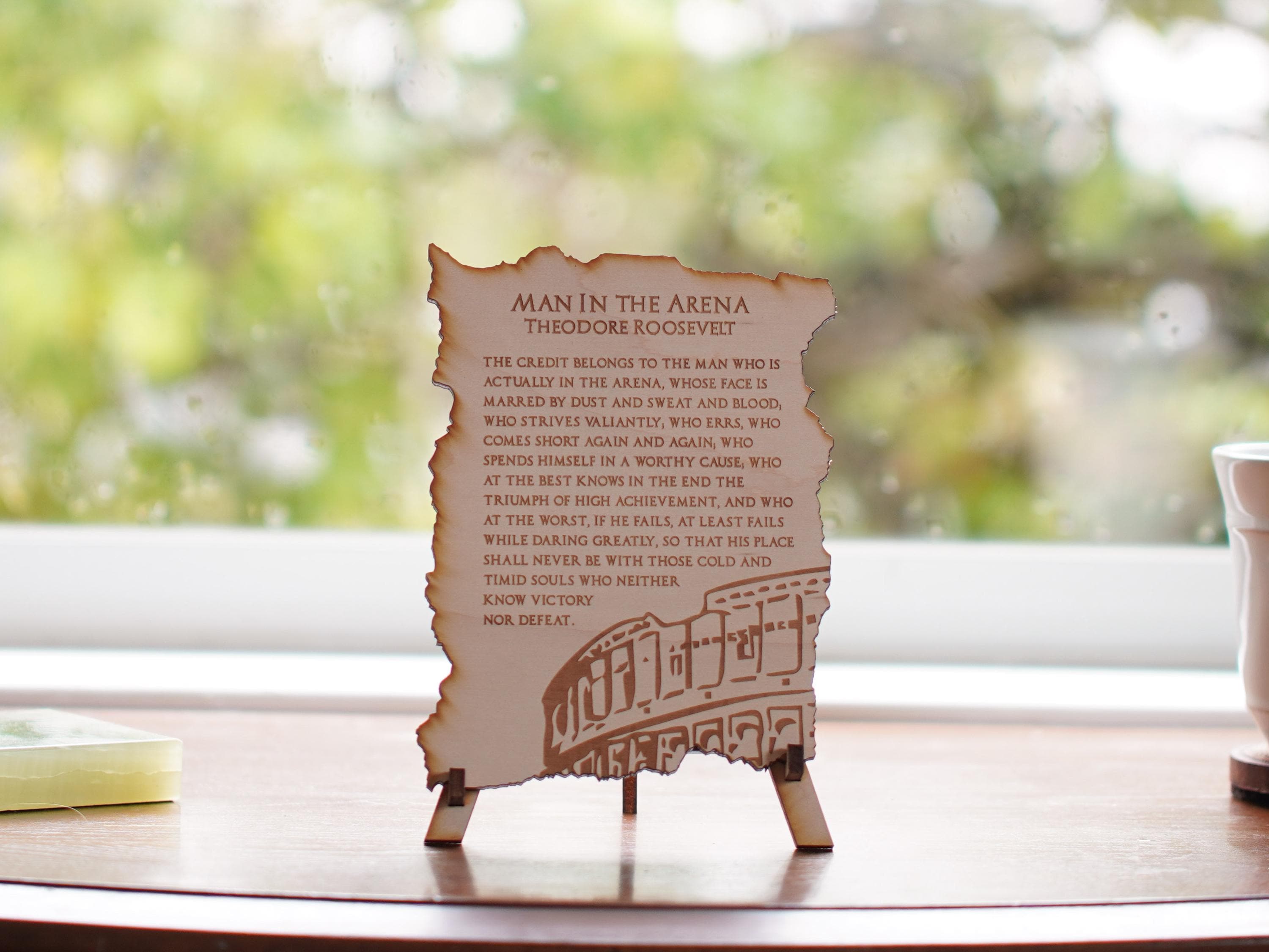 Man in the Arena by Theodore Roosevelt Engraving | Poem with a stand