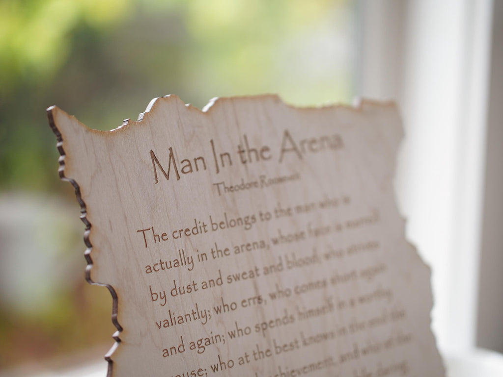 Man in the Arena by Theodore Roosevelt Engraving | Poem with a stand