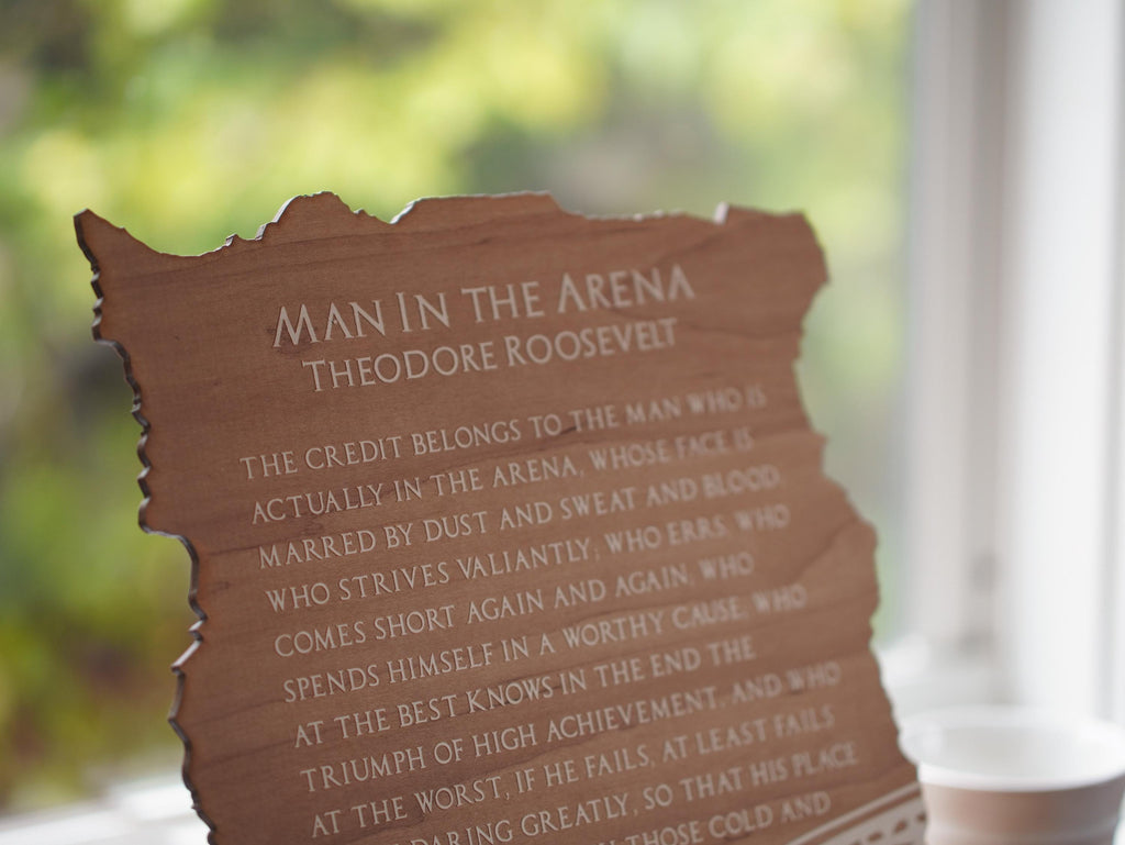 Man in the Arena by Theodore Roosevelt Engraving | Poem with a stand
