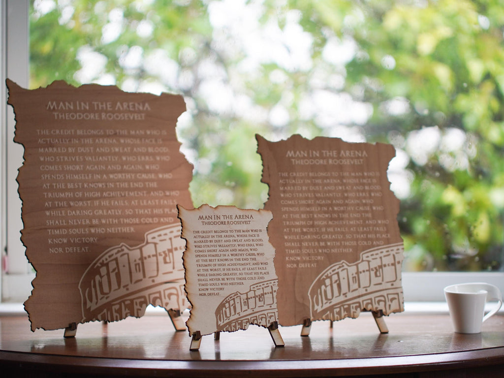 Man in the Arena by Theodore Roosevelt Engraving | Poem with a stand