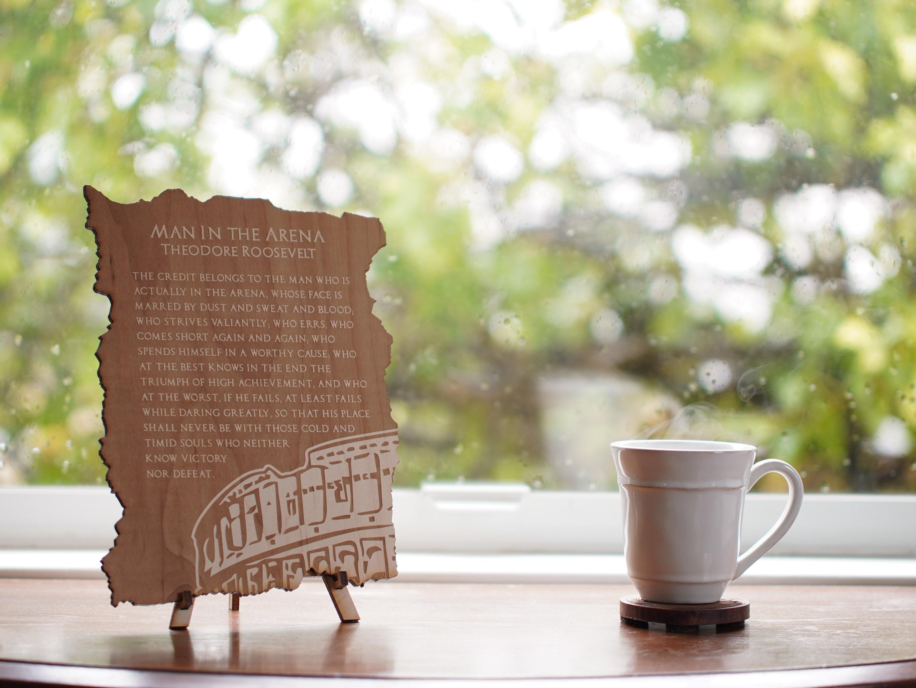 Man in the Arena by Theodore Roosevelt Engraving | Poem with a stand