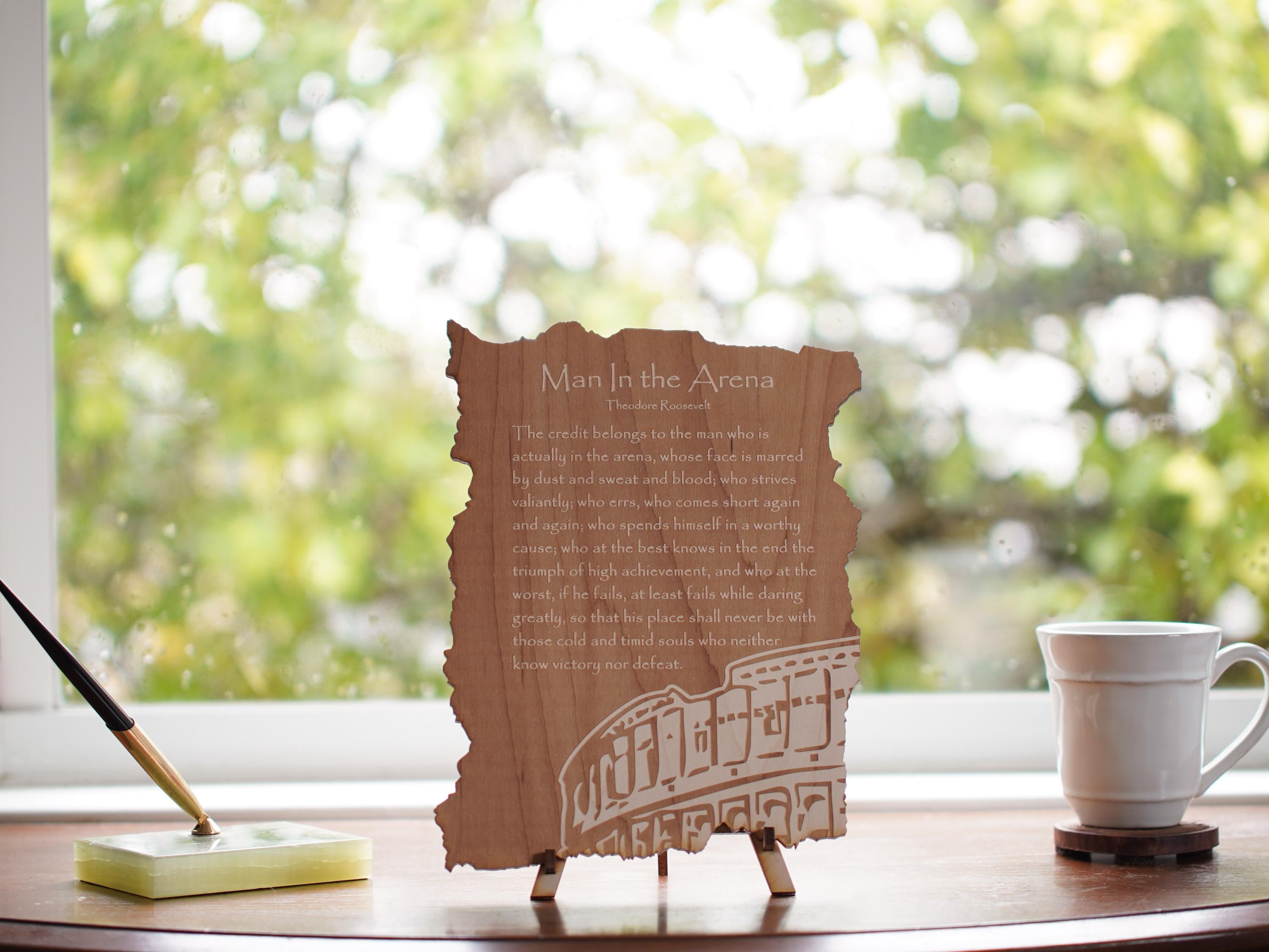 Man in the Arena by Theodore Roosevelt Engraving | Poem with a stand