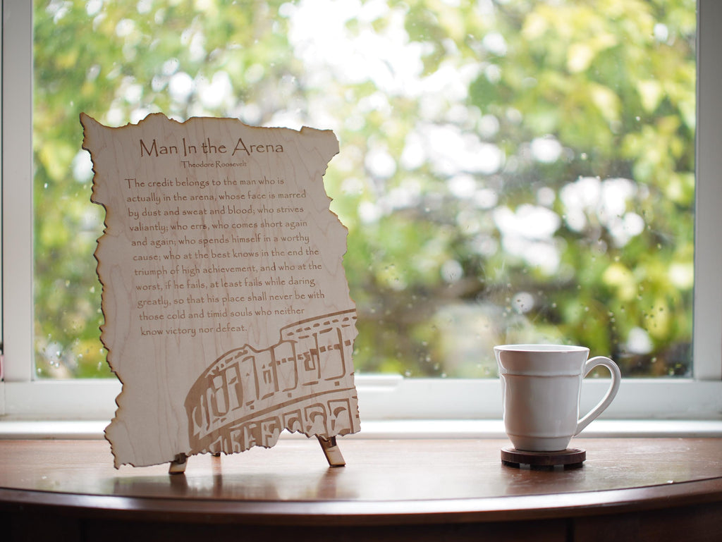 Man in the Arena by Theodore Roosevelt Engraving | Poem with a stand