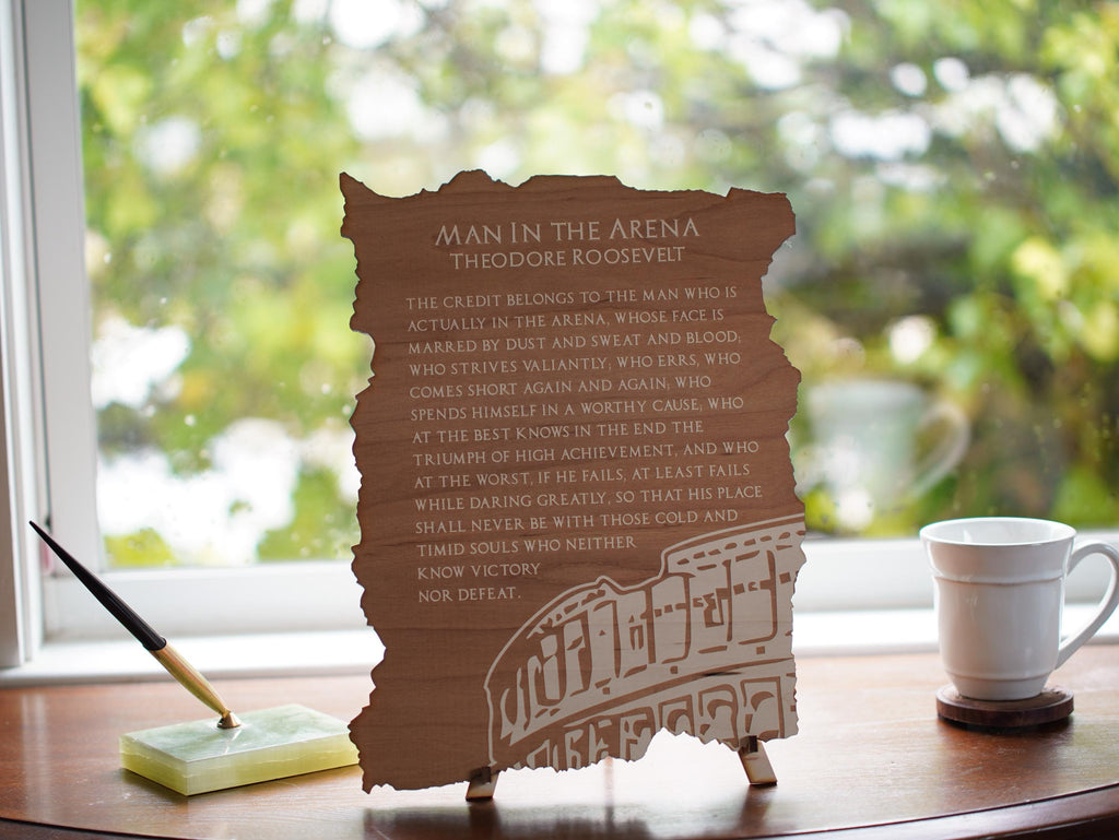 Man in the Arena by Theodore Roosevelt Engraving | Poem with a stand