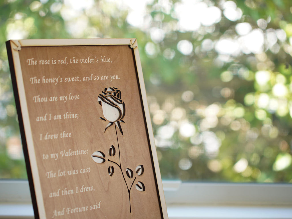 Roses are Red Valentine's engraved poem| Custom plaque with a stand | Personalized engraving