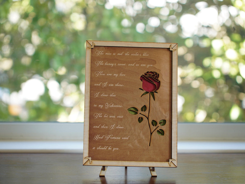 Roses are Red Valentine's engraved poem| Custom plaque with a stand | Personalized engraving