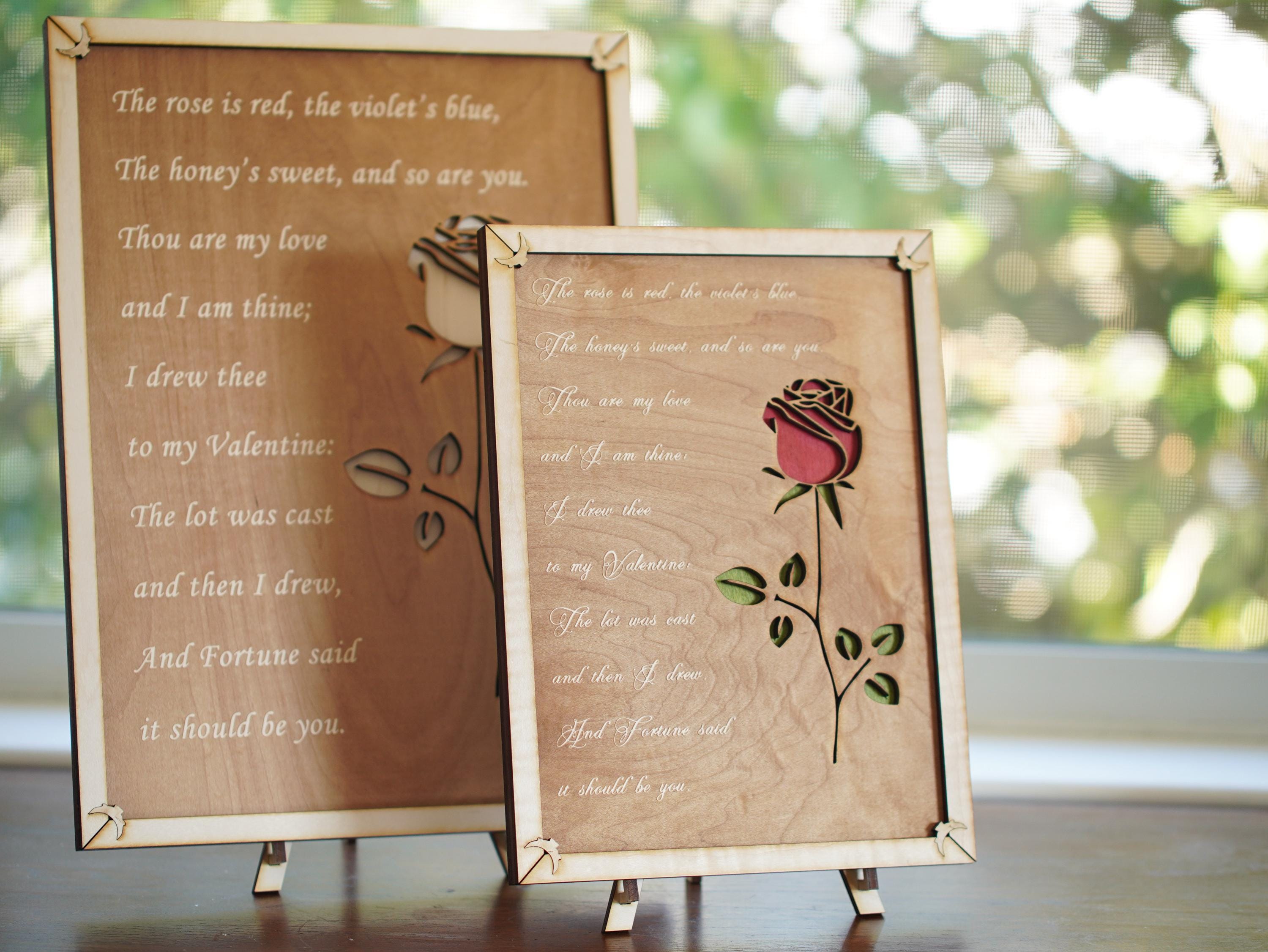 Roses are Red Valentine's engraved poem| Custom plaque with a stand | Personalized engraving