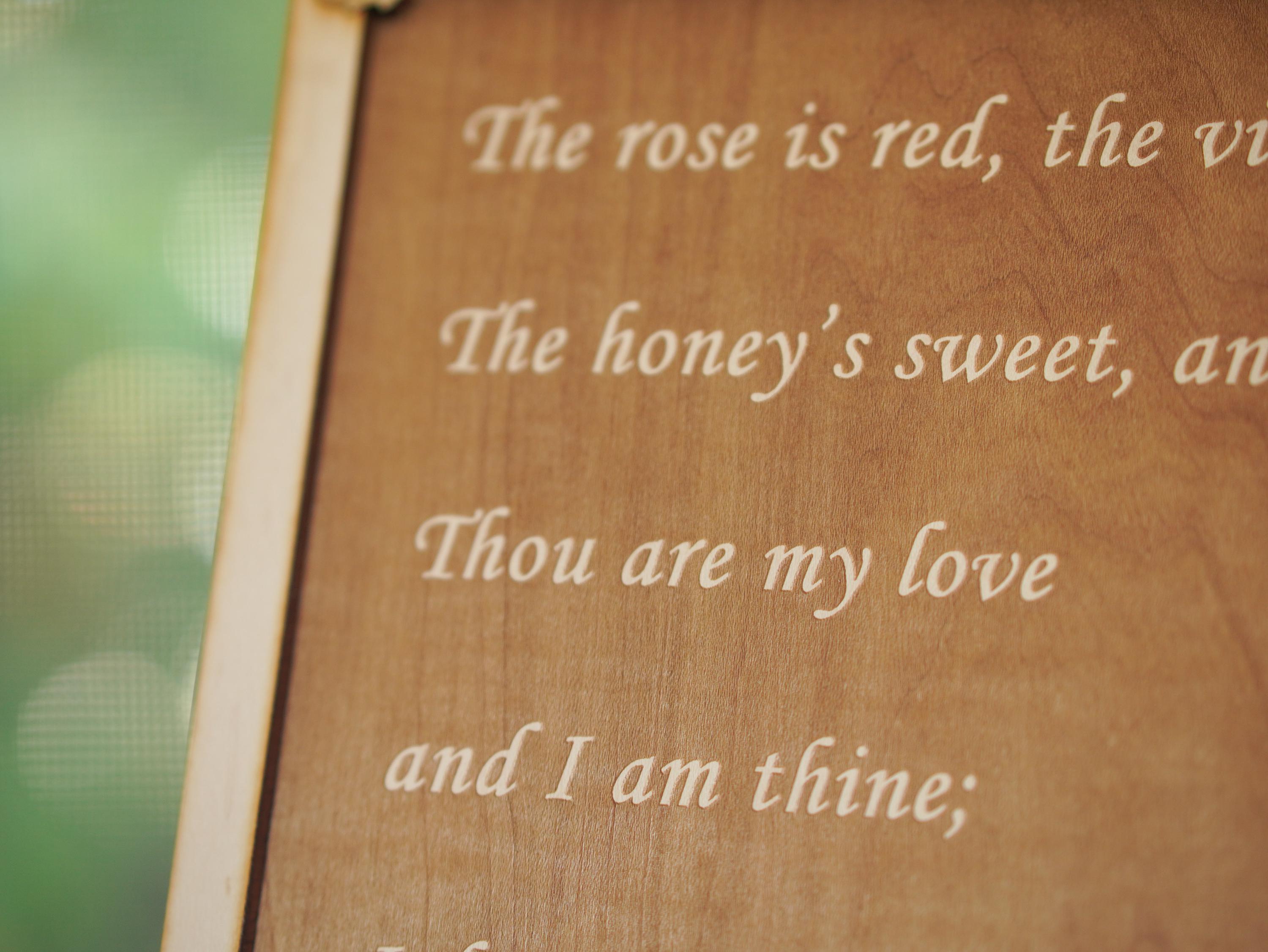 Laser Engraved Wood Plaque: Byron's 'She Walks in Beauty' Poem