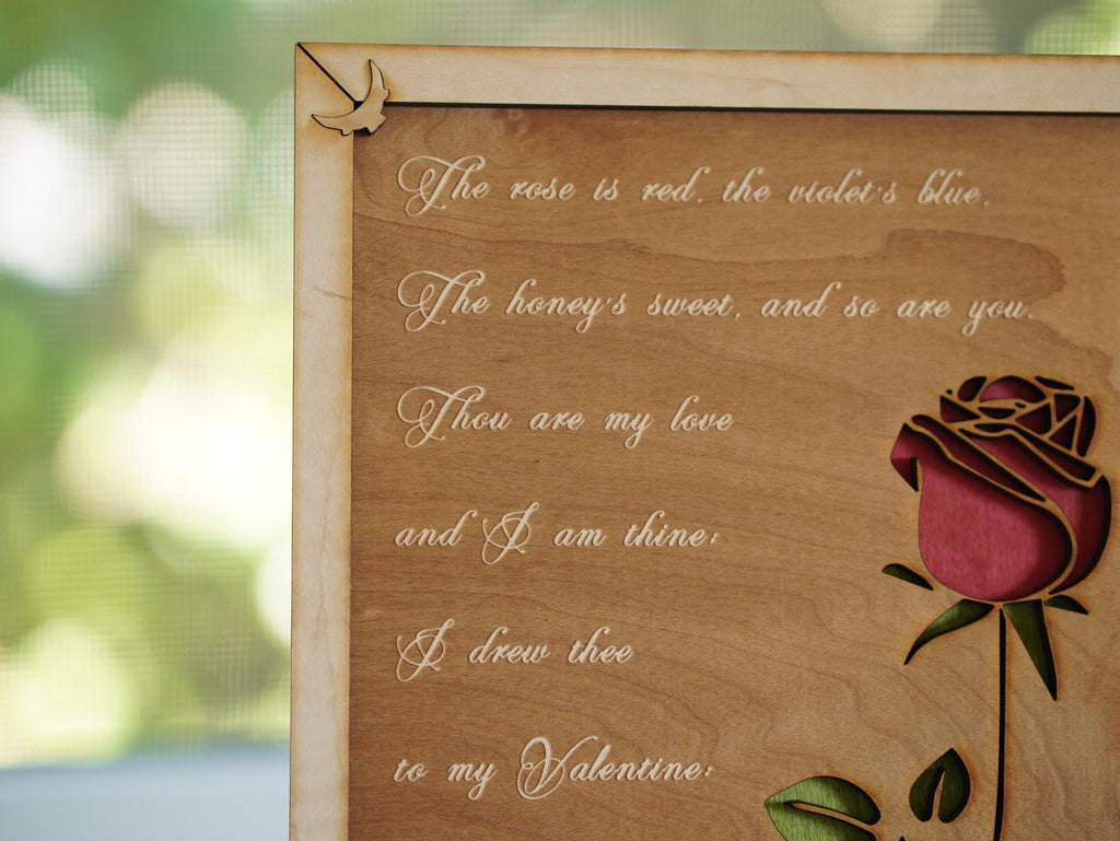 Roses are Red Valentine's engraved poem| Custom plaque with a stand | Personalized engraving