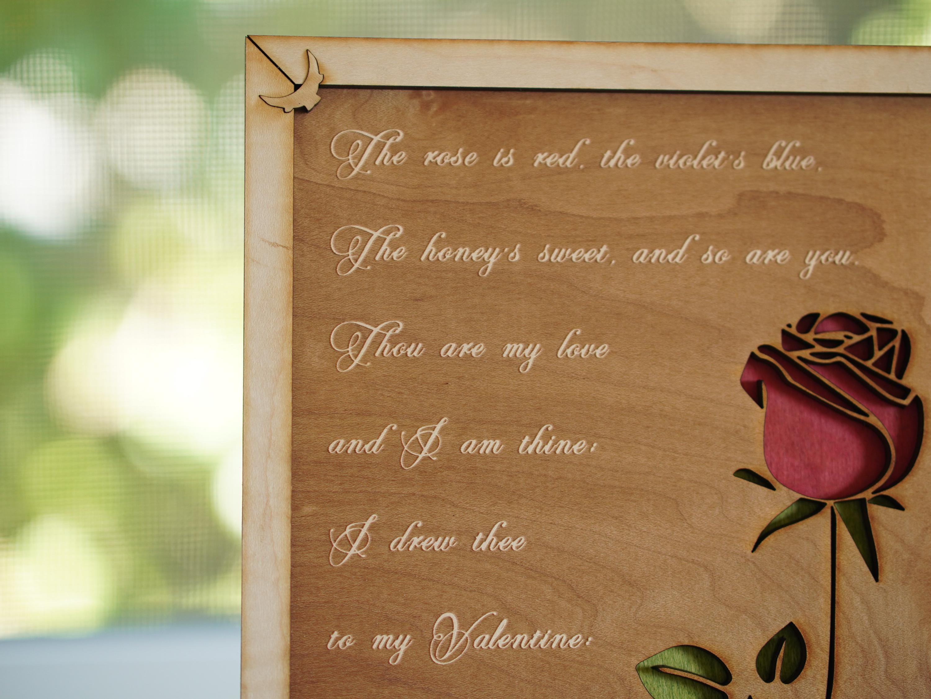 Roses are Red Valentine's engraved poem| Custom plaque with a stand | Personalized engraving