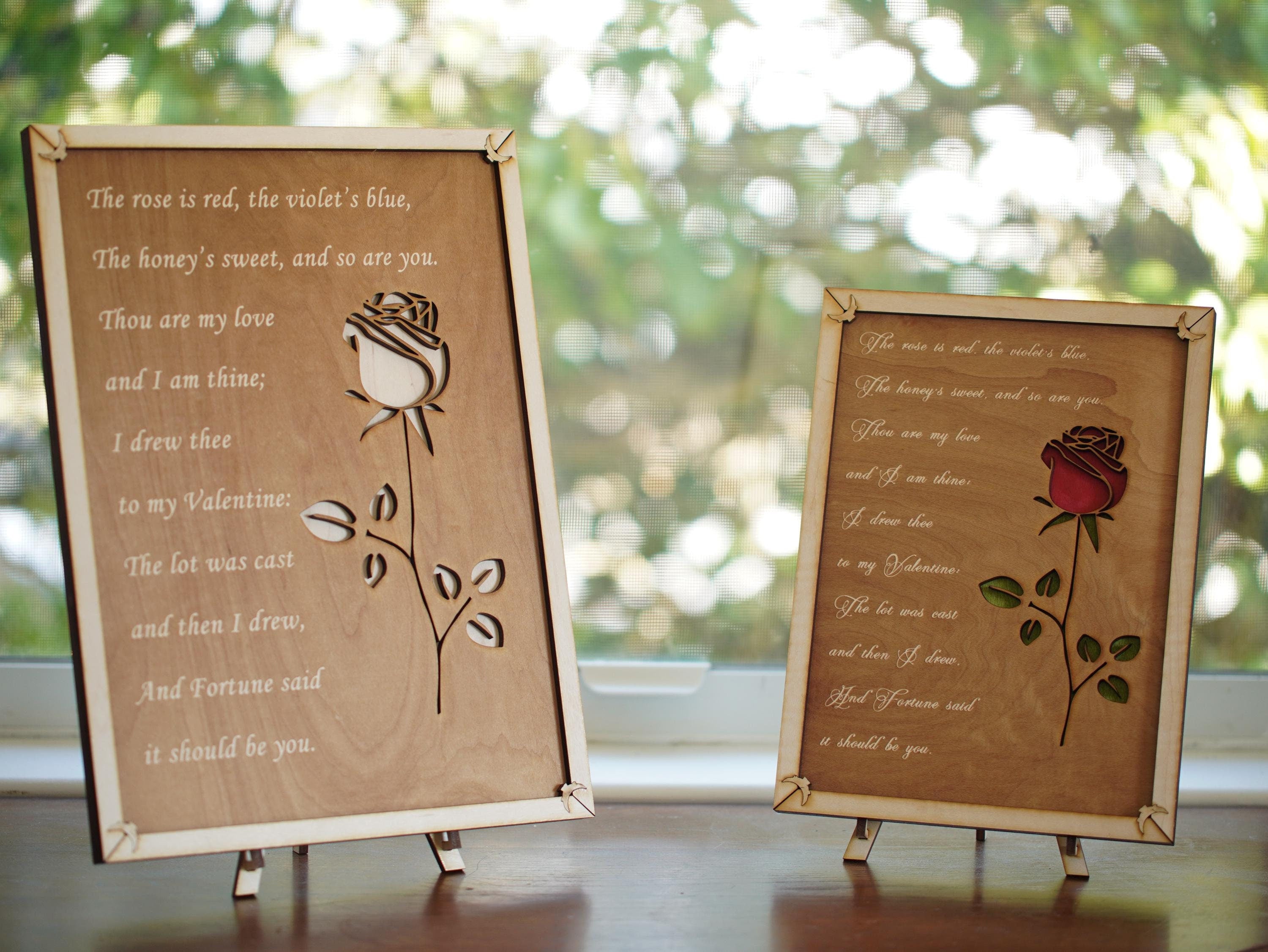 Roses are Red Valentine's engraved poem| Custom plaque with a stand | Personalized engraving