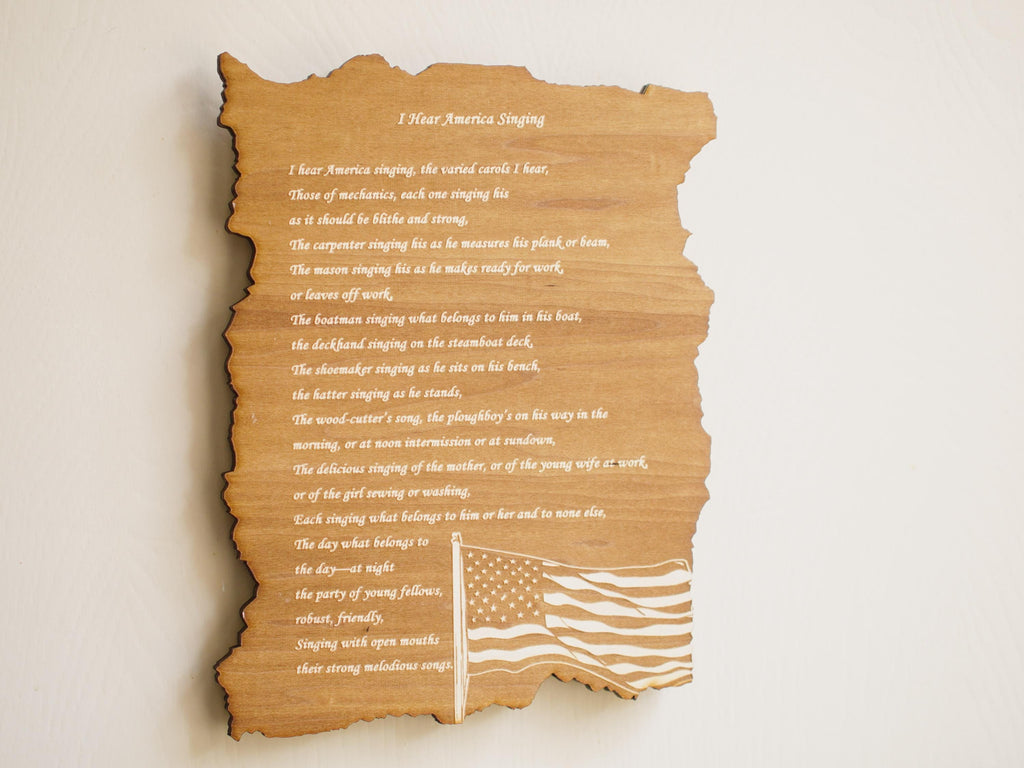 Engraved American Flag Wood Plaque - Patriotic Wall Decor, Personalized