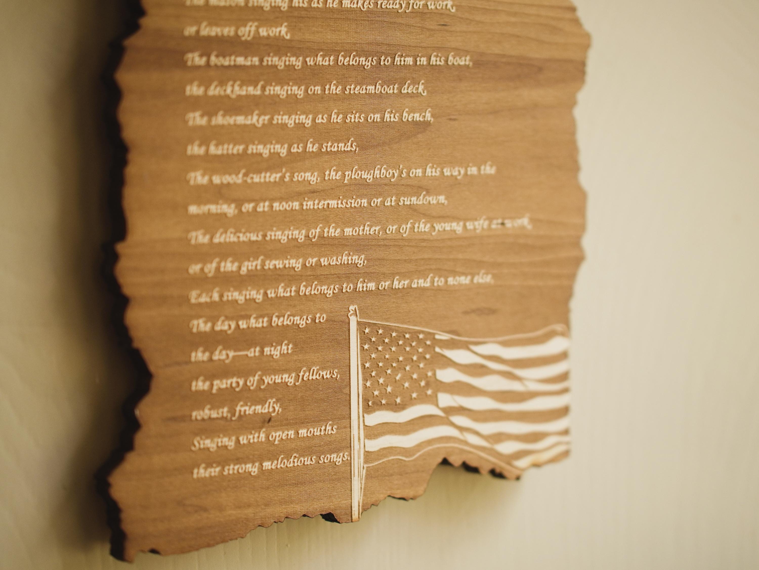 Engraved American Flag Wood Plaque - Patriotic Wall Decor, Personalized