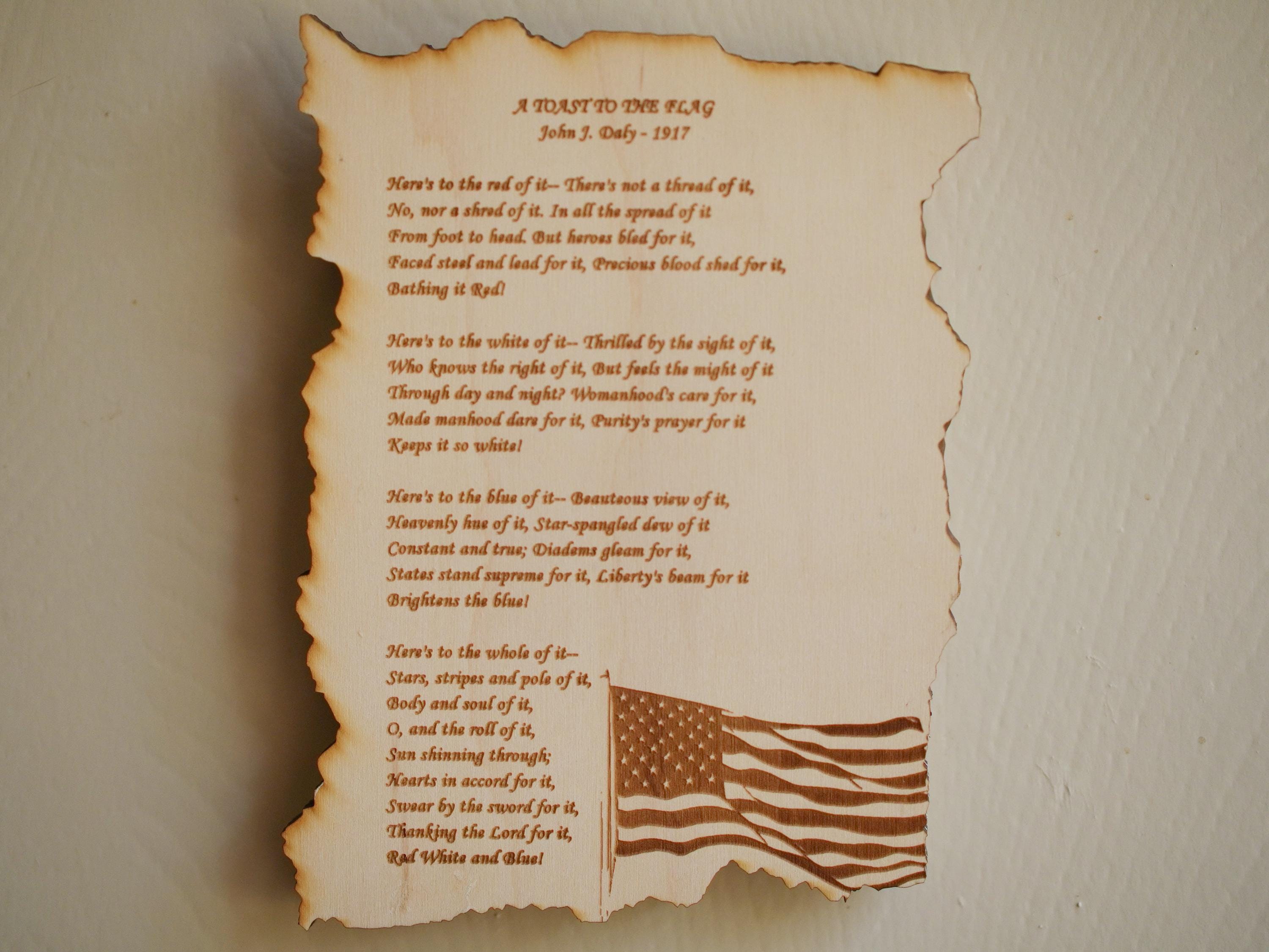 Engraved American Flag Wood Plaque - Patriotic Wall Decor, Personalized