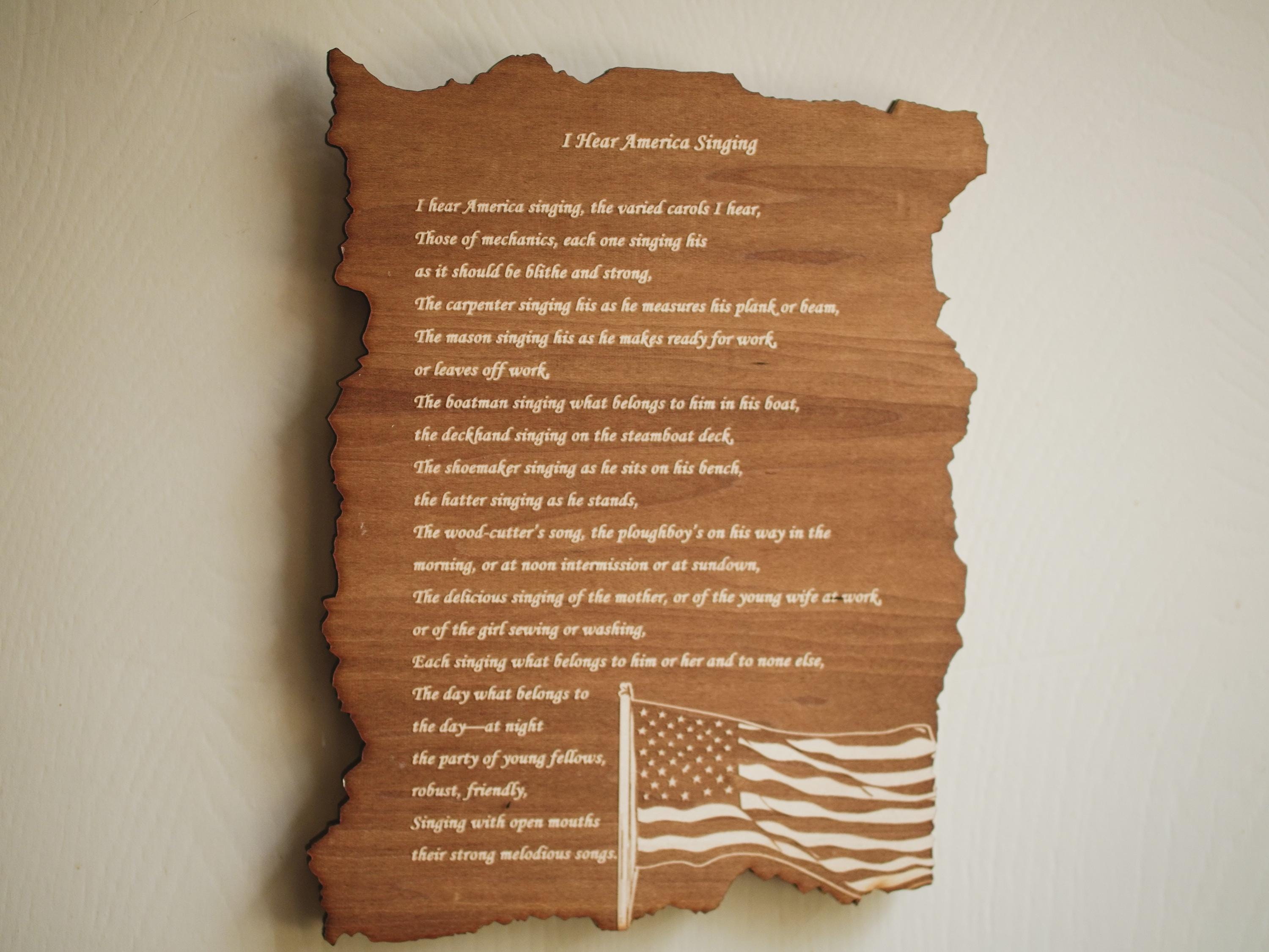 Engraved American Flag Wood Plaque - Patriotic Wall Decor, Personalized