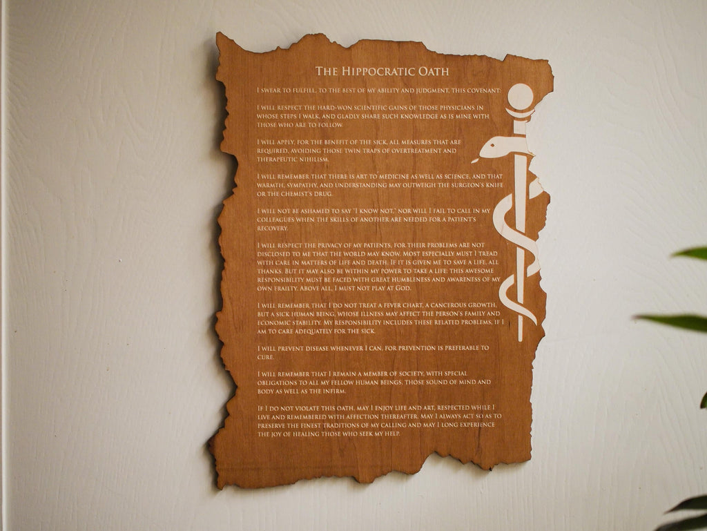 Engraved Hippocratic Oath Maple Plaque – Doctor Graduation Gift, Personalized