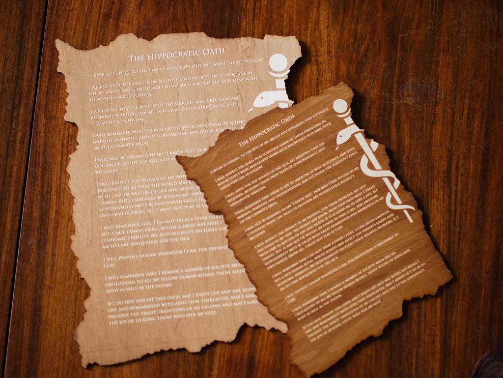 Engraved Hippocratic Oath Maple Plaque – Doctor Graduation Gift, Personalized