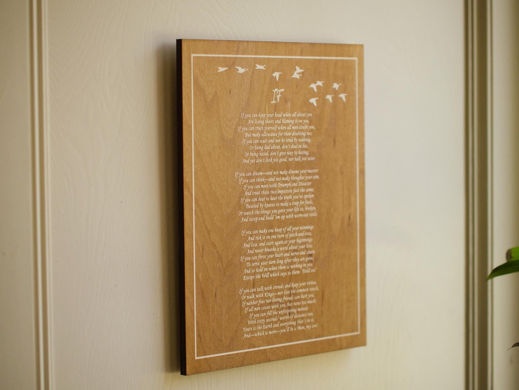 Engraved 'If' Poem Wood Plaque – Rudyard Kipling Literary Wall Art