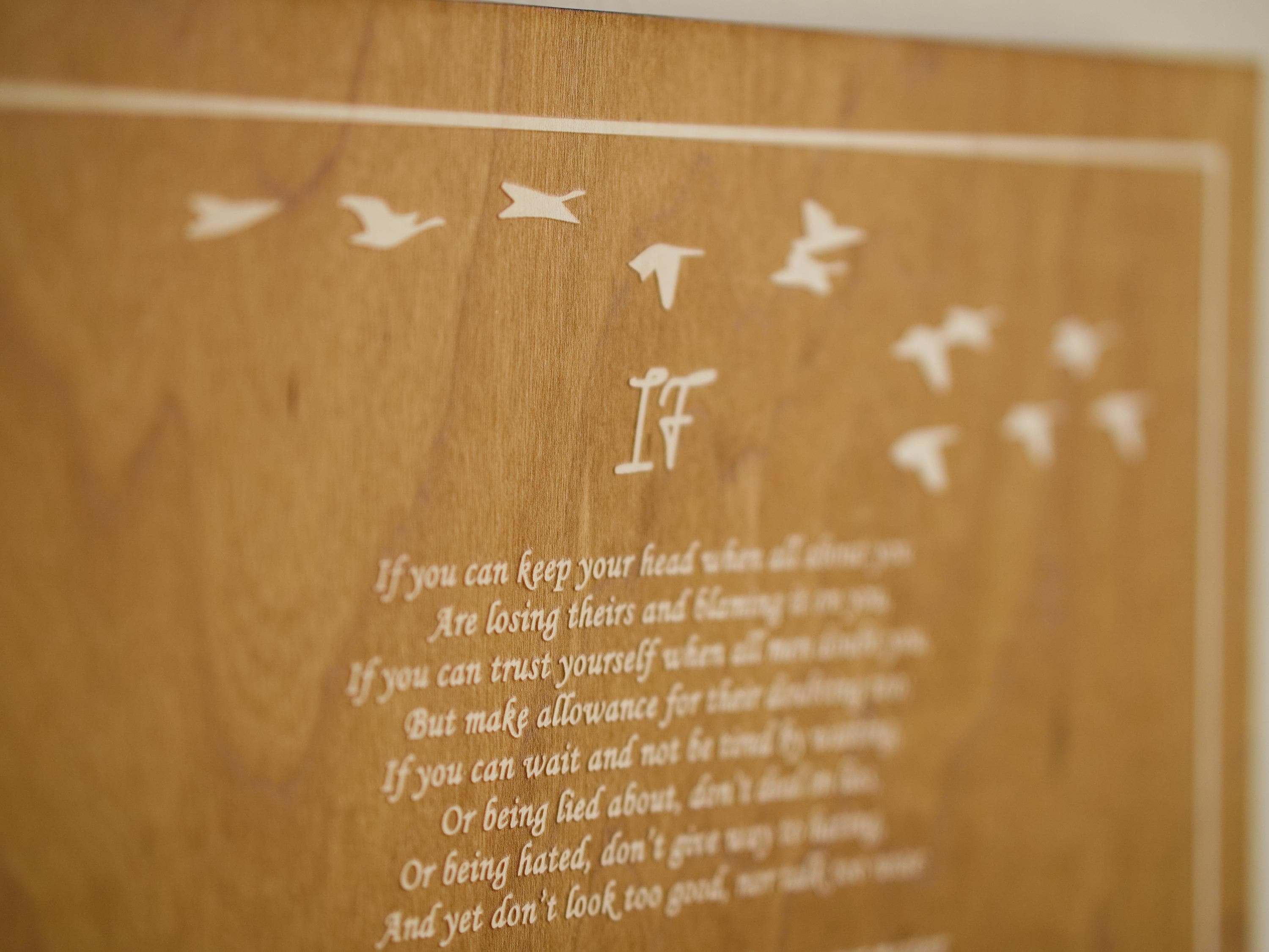 Engraved 'If' Poem Wood Plaque – Rudyard Kipling Literary Wall Art