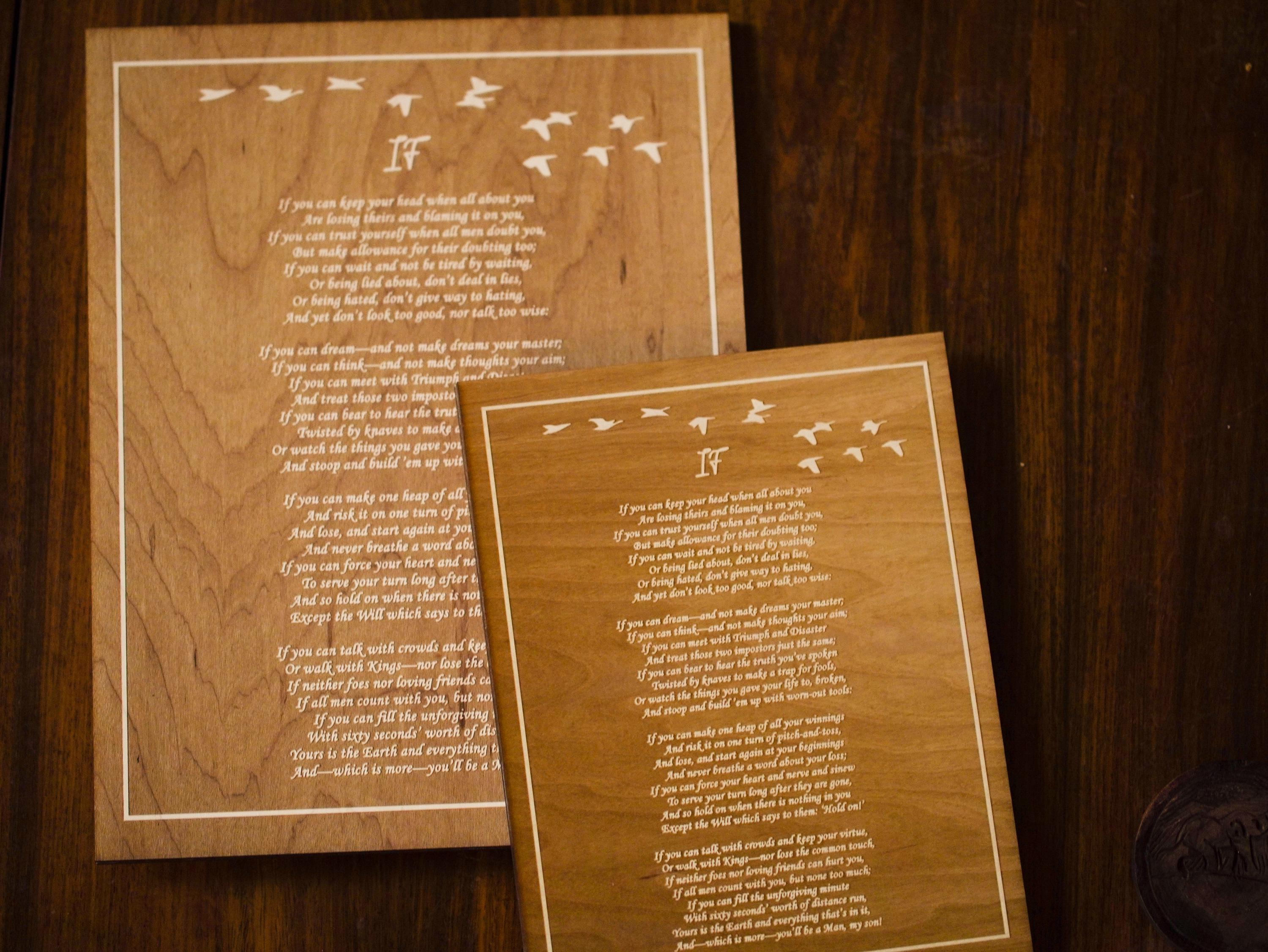 Engraved 'If' Poem Wood Plaque – Rudyard Kipling Literary Wall Art