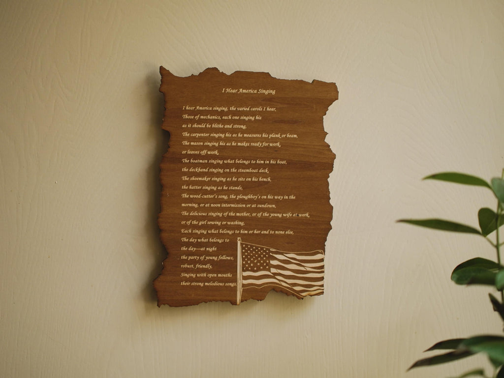 Engraved American Flag Wood Plaque - Patriotic Wall Decor, Personalized