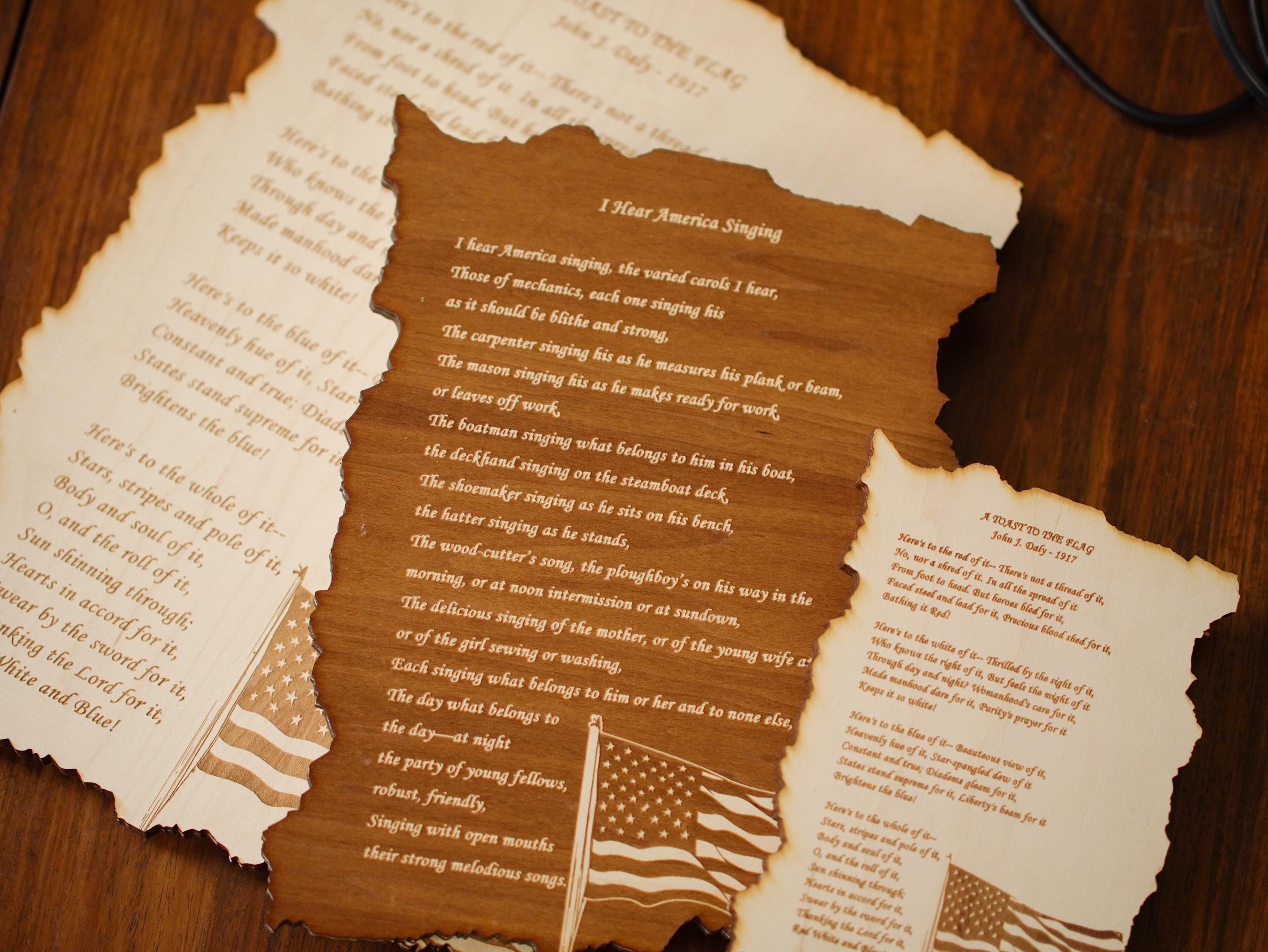 Engraved American Flag Wood Plaque - Patriotic Wall Decor, Personalized