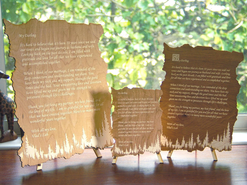 Engraved Wood Poem Plaque - Personalized Anniversary Gift