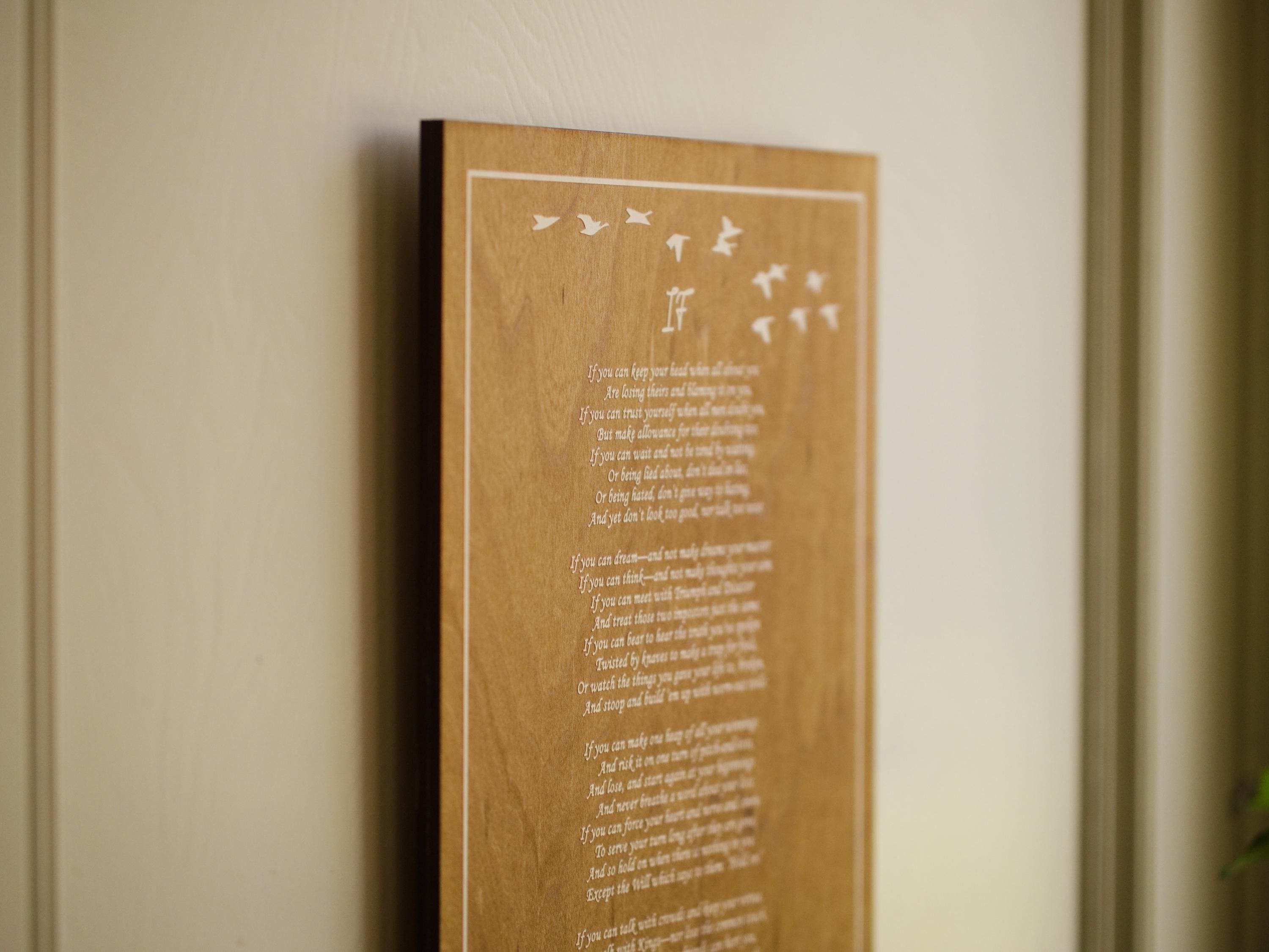 Engraved 'If' Poem Wood Plaque – Rudyard Kipling Literary Wall Art