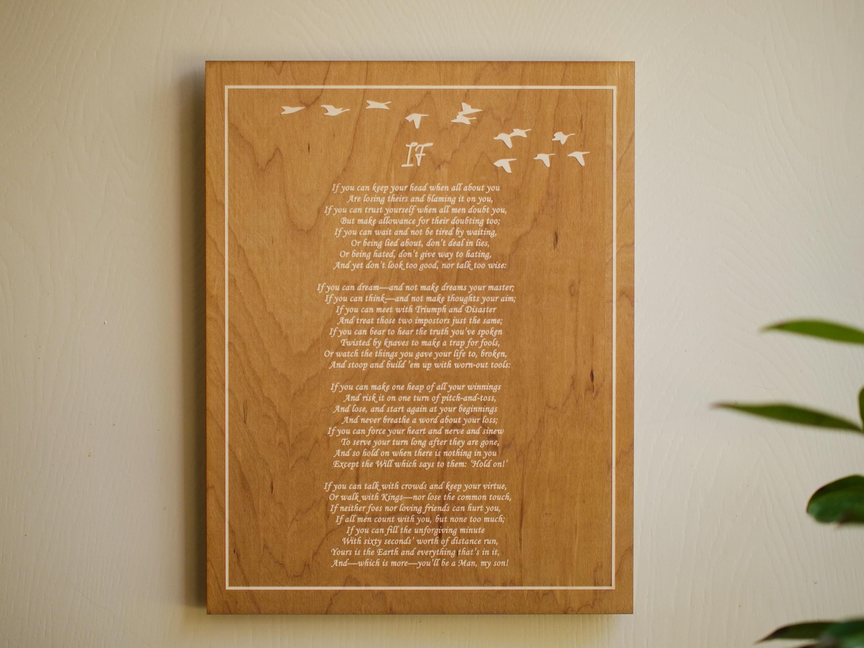 Engraved 'If' Poem Wood Plaque – Rudyard Kipling Literary Wall Art