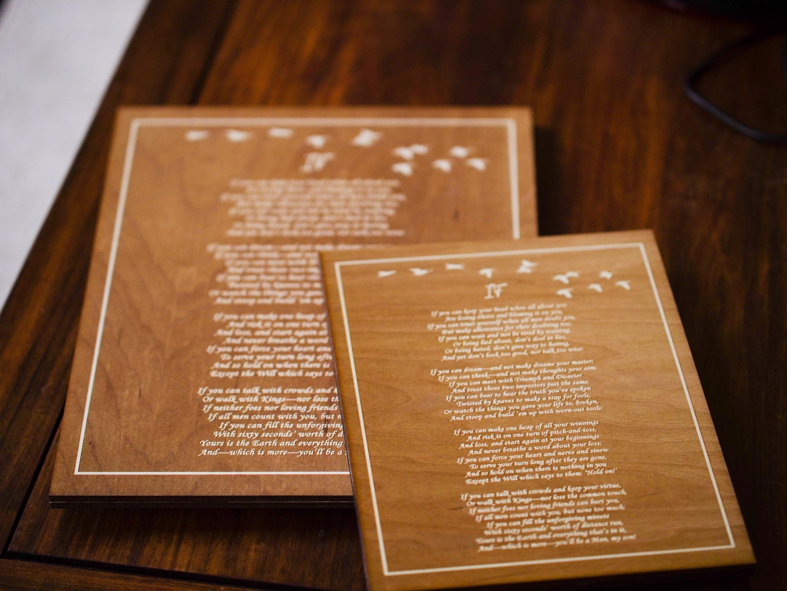 Engraved 'If' Poem Wood Plaque – Rudyard Kipling Literary Wall Art