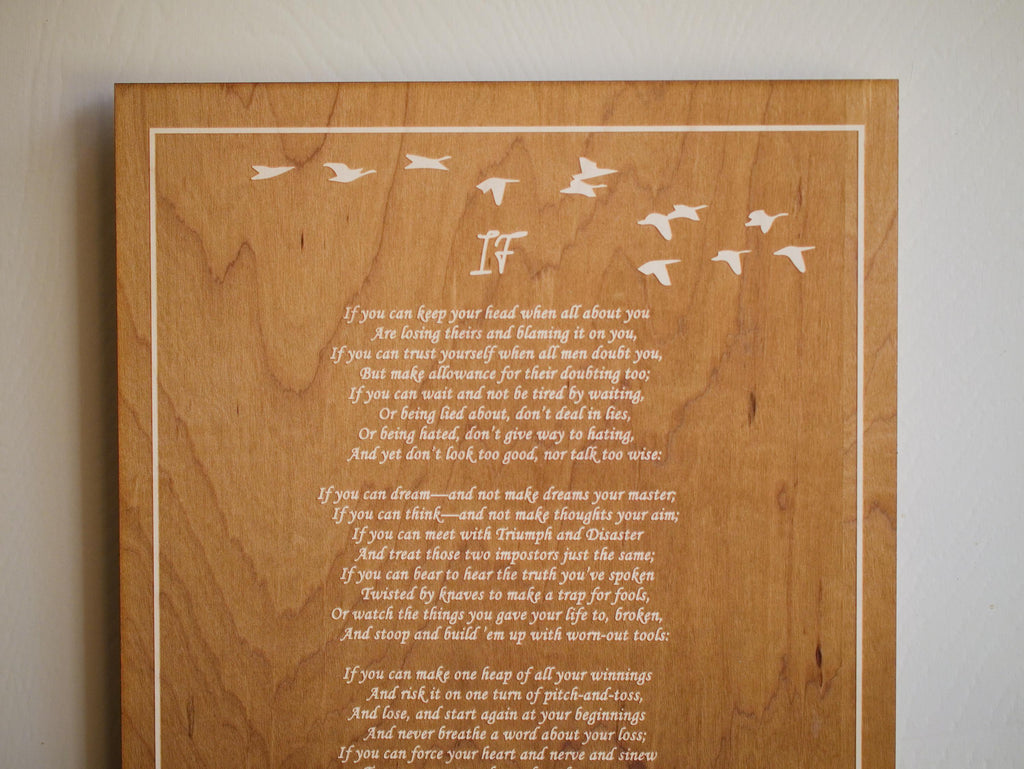 Engraved 'If' Poem Wood Plaque – Rudyard Kipling Literary Wall Art