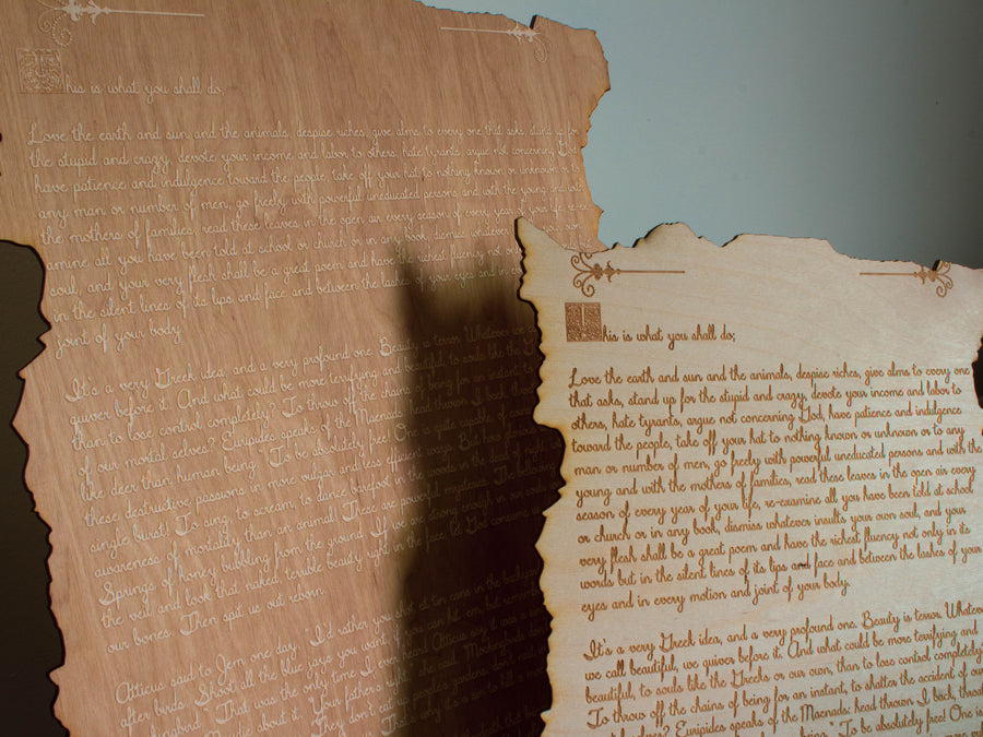 Wood engraved personalized letter