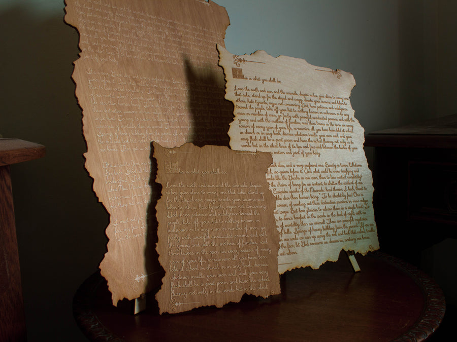 Wood engraved personalized letter