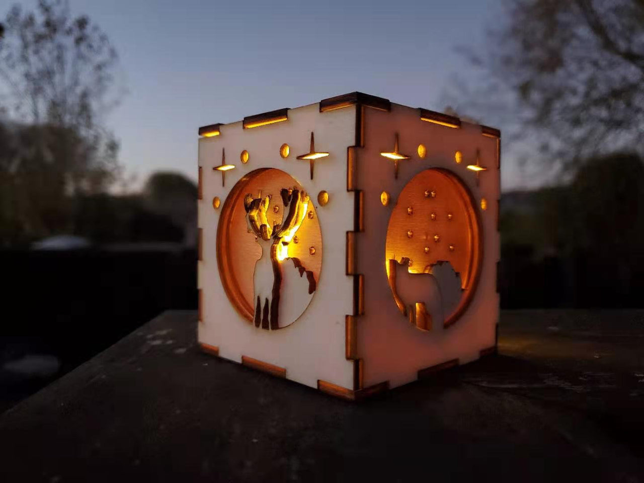 Nature lantern with a functioning door.