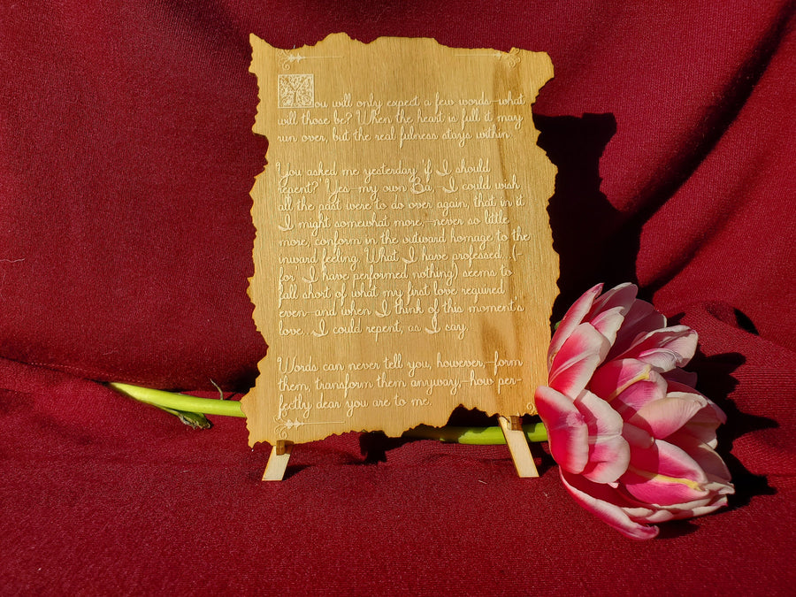 Wood engraved personalized letter