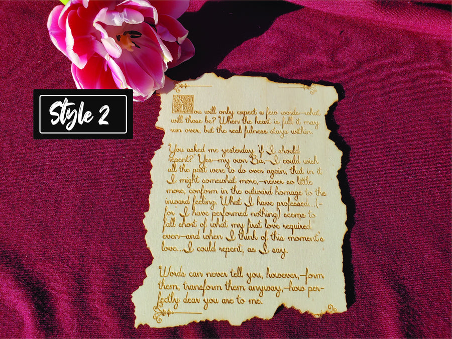 Wood engraved personalized letter