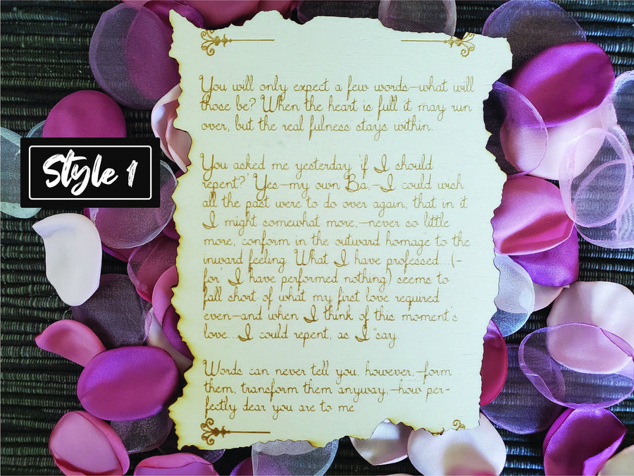 Wood engraved personalized letter