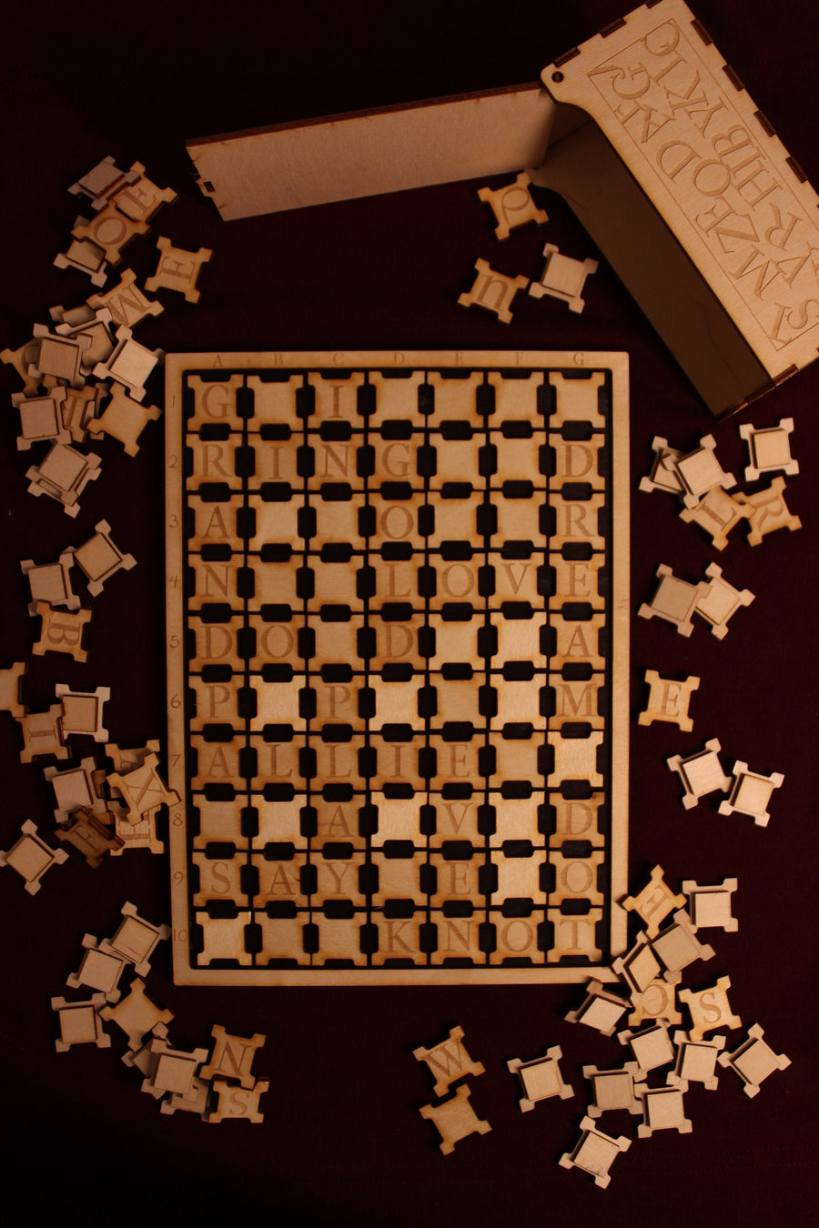 Crossword Spelling Game. Children development game. Vocabulary building wooden toy.