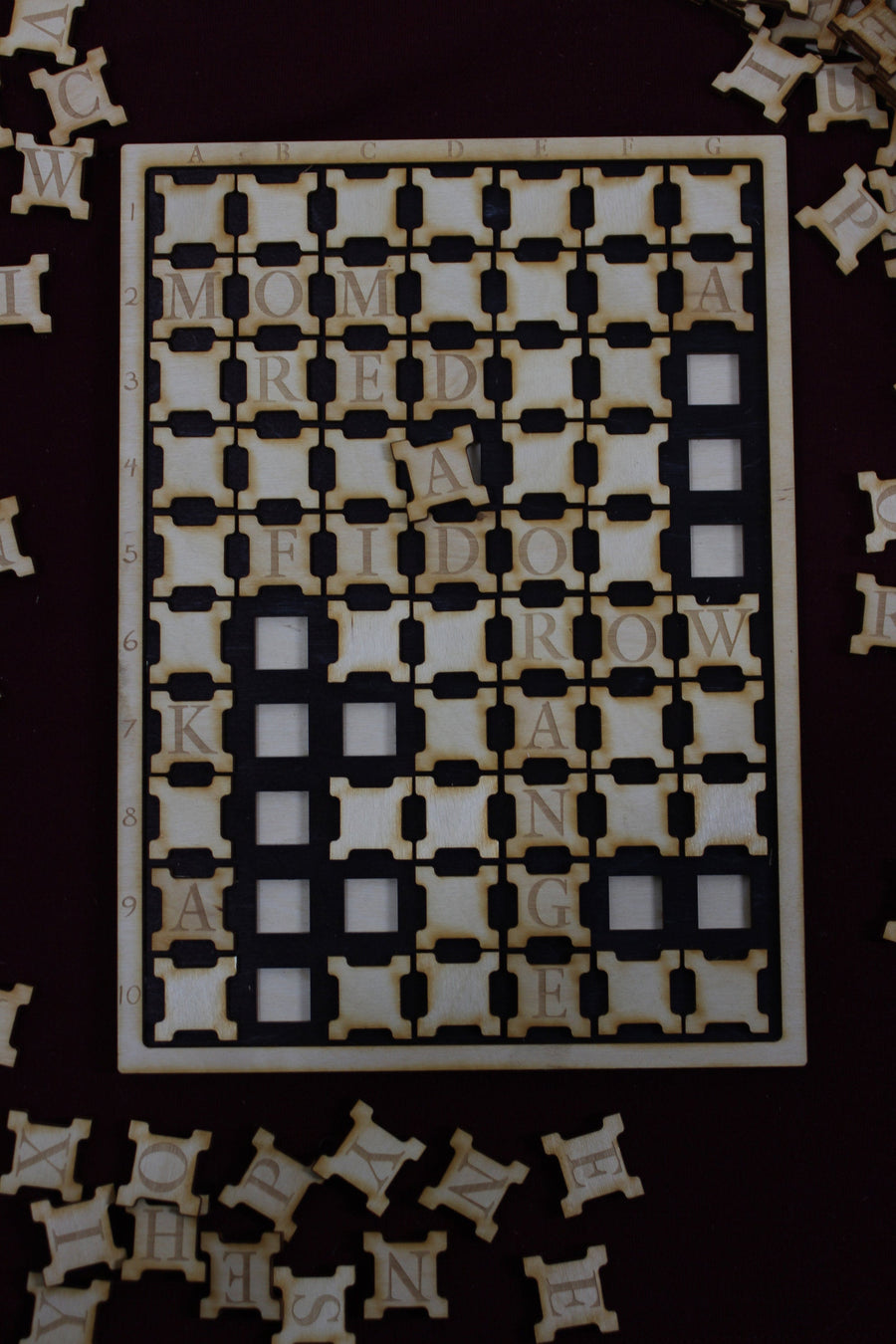 Crossword Spelling Game. Children development game. Vocabulary building wooden toy.