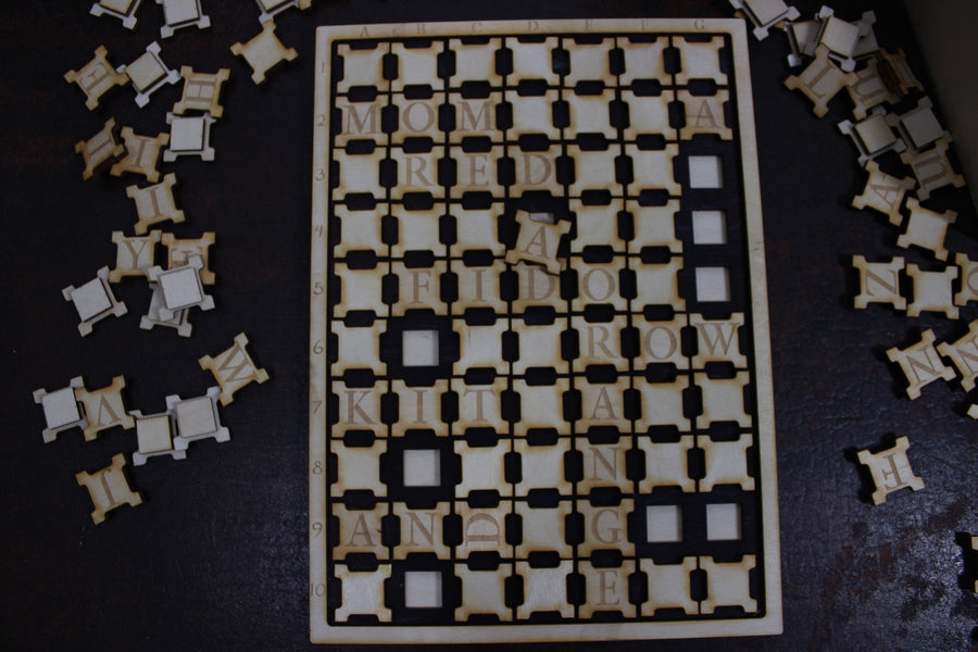 Crossword Spelling Game. Children development game. Vocabulary building wooden toy.